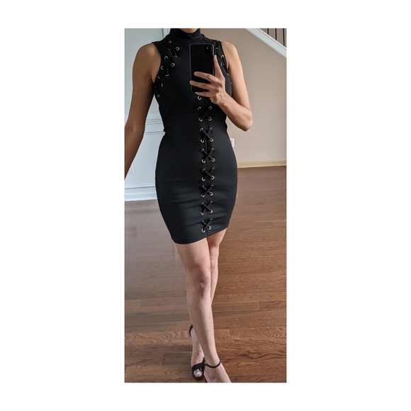 Bleu Dresses & Skirts - NWT Lac Bleu Black Mini Dress Mock Turtle Neck